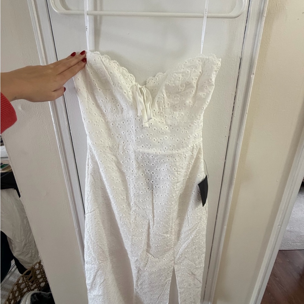 Lulu's White Strapless Eyelet Dress